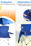 Foldable Beach Chair with Detachable Umbrella Armrest Adjustable Canopy Stool with Cup Holder Carry Bag for Camping Poolside Travel Picnic Lawn Chair