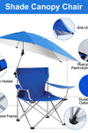 Foldable Beach Chair with Detachable Umbrella Armrest Adjustable Canopy Stool with Cup Holder Carry Bag for Camping Poolside Travel Picnic Lawn Chair