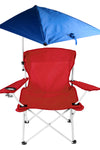 Foldable Beach Chair with Detachable Umbrella Armrest Adjustable Canopy Stool with Cup Holder Carry Bag for Camping Poolside Travel Picnic Lawn Chair