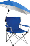 Foldable Beach Chair with Detachable Umbrella Armrest Adjustable Canopy Stool with Cup Holder Carry Bag for Camping Poolside Travel Picnic Lawn Chair