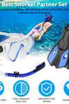 Snorkeling Gear Mask Fin Snorkel Set with Diving Mask Dry Top Snorkel Adjustable Swim Fins for Swimming Snorkeling Travel Diving