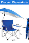 Foldable Beach Chair with Detachable Umbrella Armrest Adjustable Canopy Stool with Cup Holder Carry Bag for Camping Poolside Travel Picnic Lawn Chair