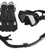 Snorkeling Gear Mask Fin Snorkel Set with Diving Mask Dry Top Snorkel Adjustable Swim Fins for Swimming Snorkeling Travel Diving